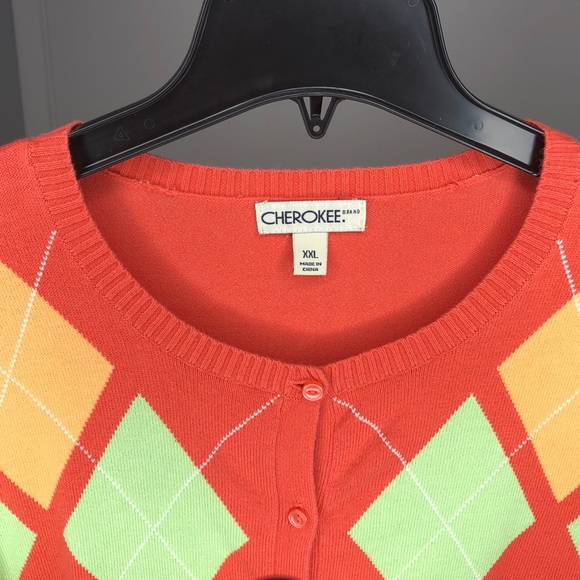 Argyle print orange sweater - Picture 3 of 3